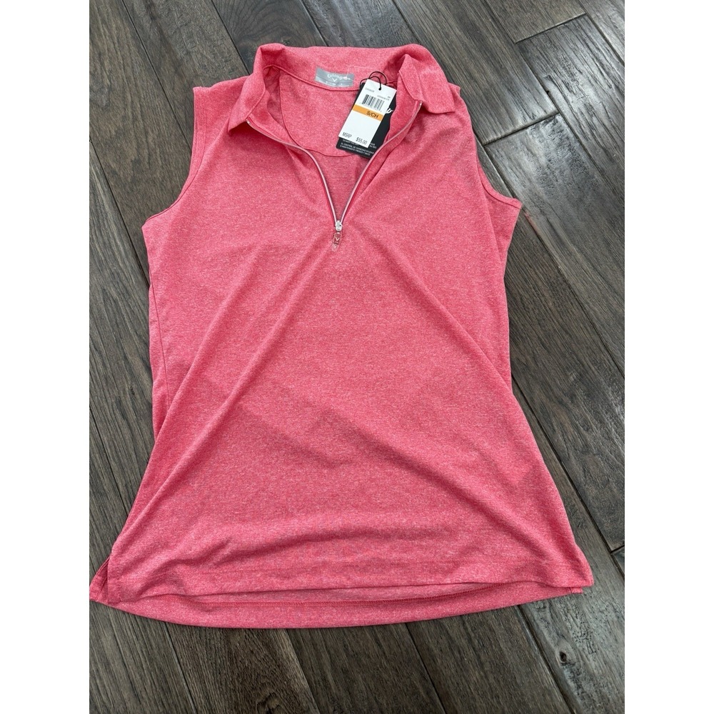 New Callaway Women's Sleeveless Golf Polo Women's Size Small Heathered Pink